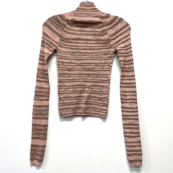 Wild Fable L Pink & Brown Striped Cut Out Long Sleeve Turtleneck Sweater - Picture 5 of 5
